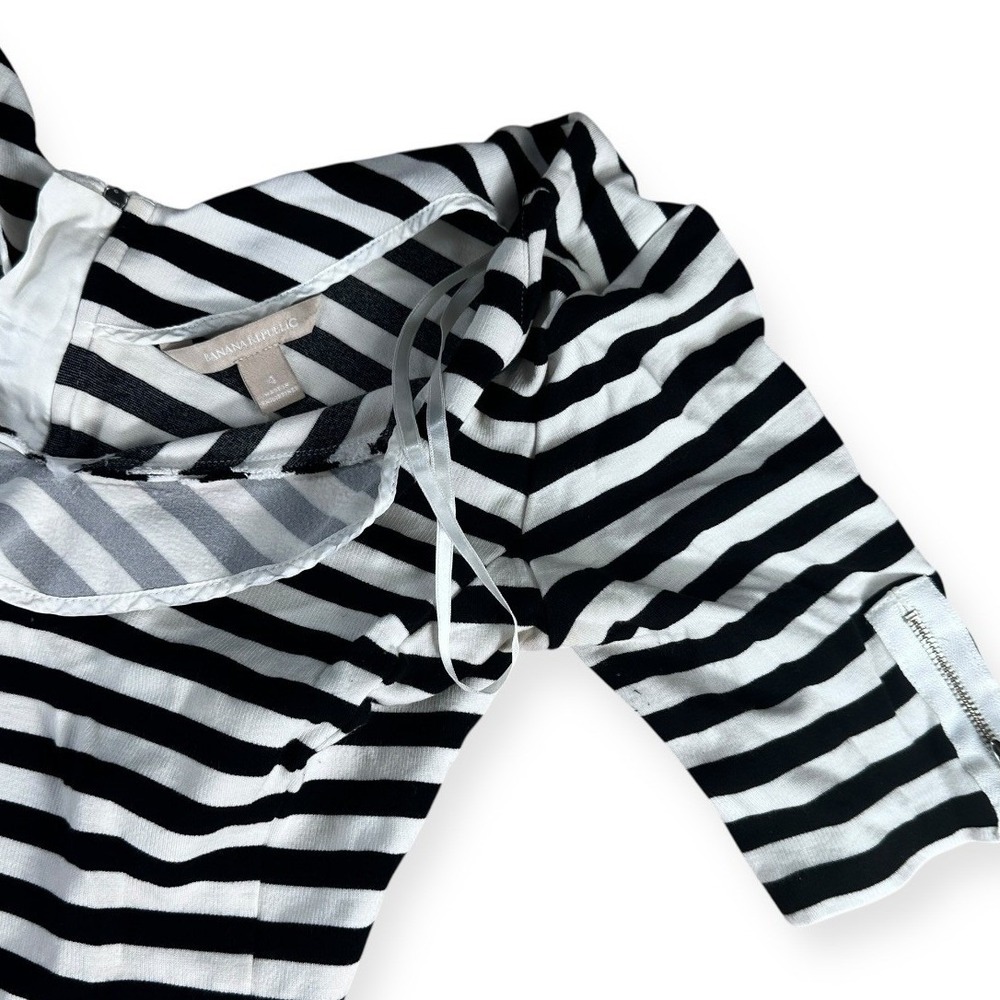 Banana Republic Striped Sheath Dress Black White Zipper Sleeve Size‎ 4 RN 54023